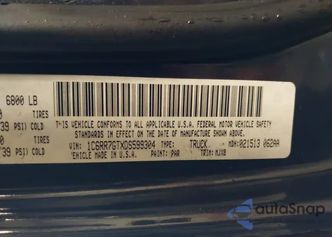 2013 Ram 1500 Big Horn from USA, damaged, VIN 1C6RR7GTXDS599304